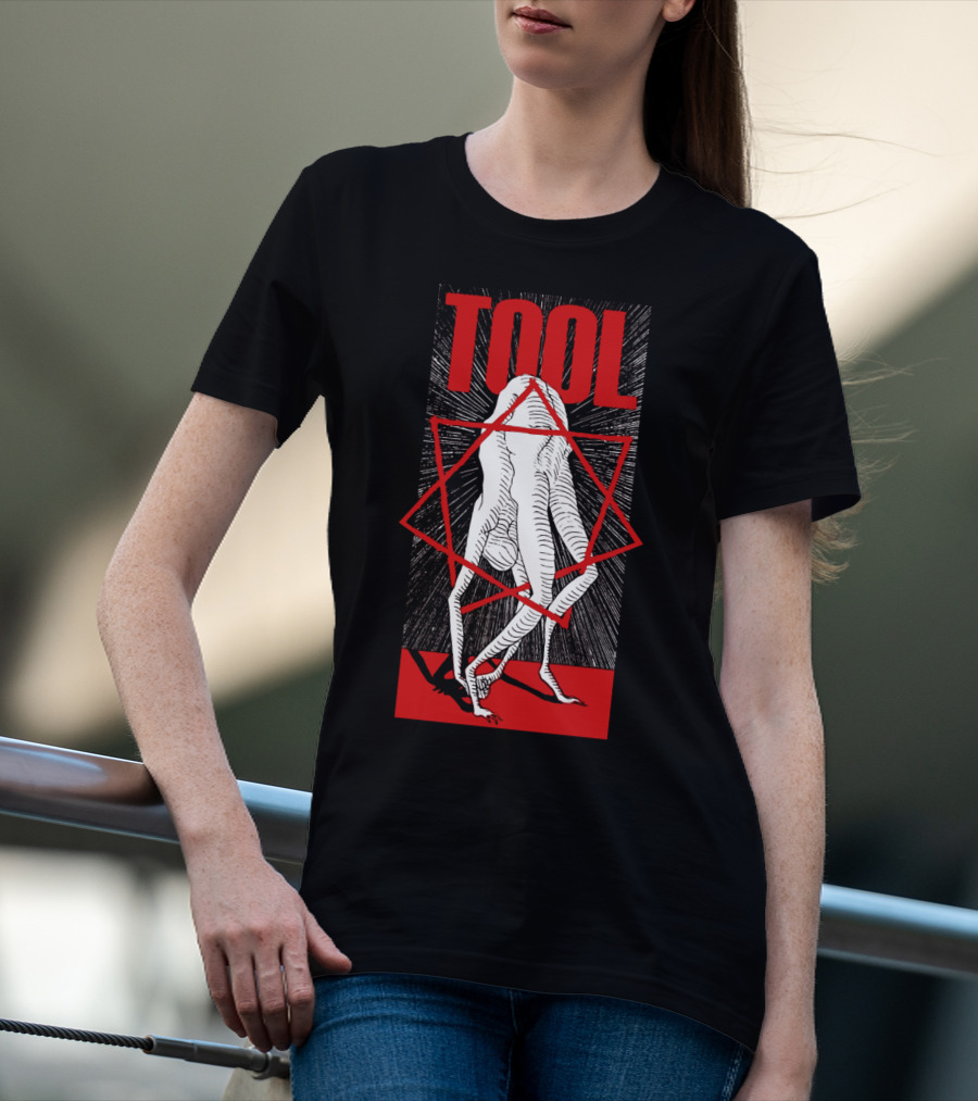 Tool Six-Legged Figure With Geometric Red Star On Black And Red Abstract T-Shirt