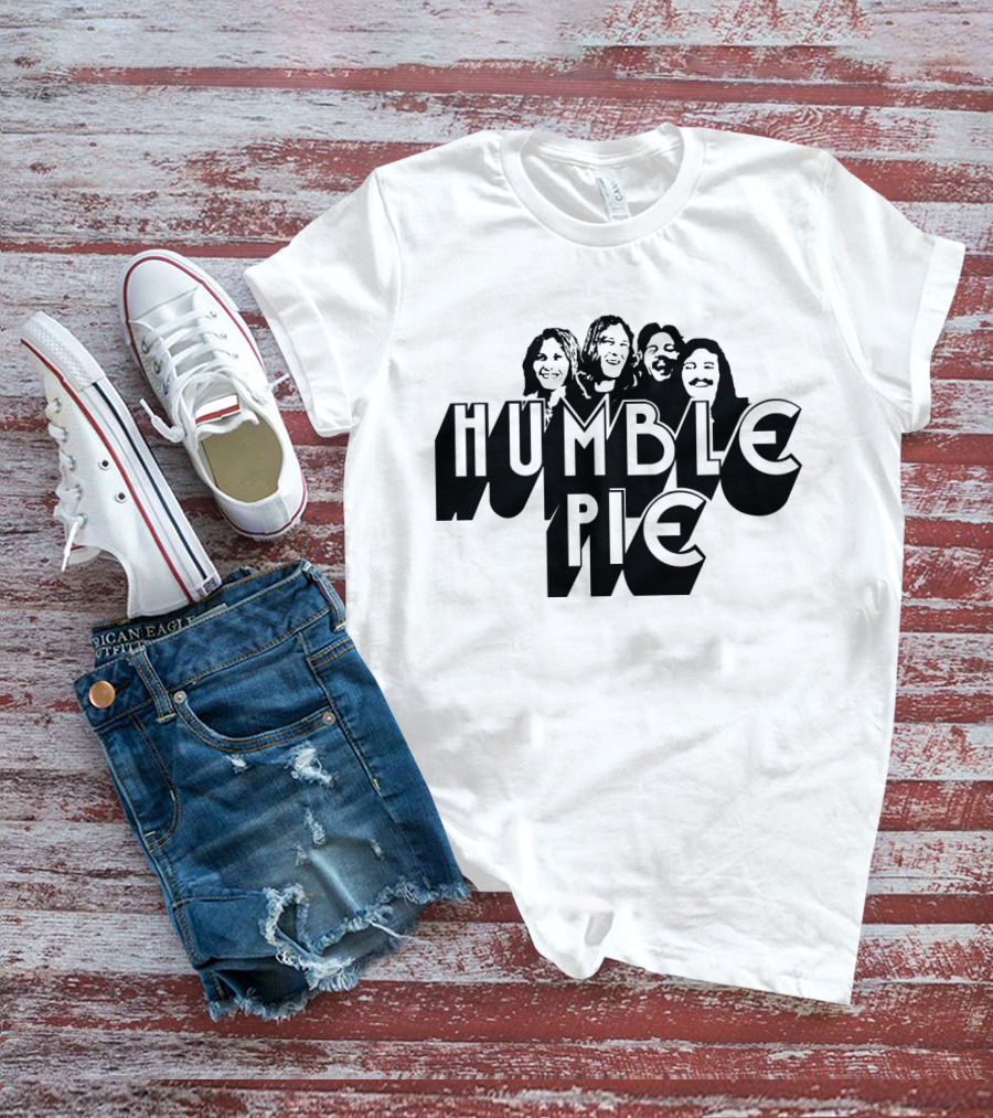 Humble Pie Band Members Black And White Retro T-Shirt