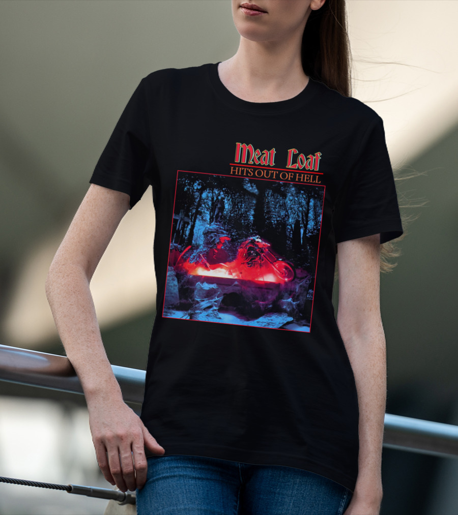 Meat Loaf Hits Out Of Hell Motorcycle Forest Scene T-Shirt
