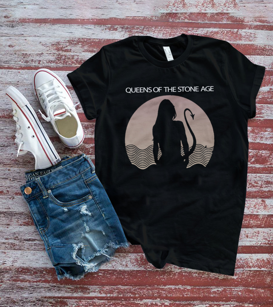 Queens Of The Stone Age Mermaid Silhouette With Tail And Waves T-Shirt