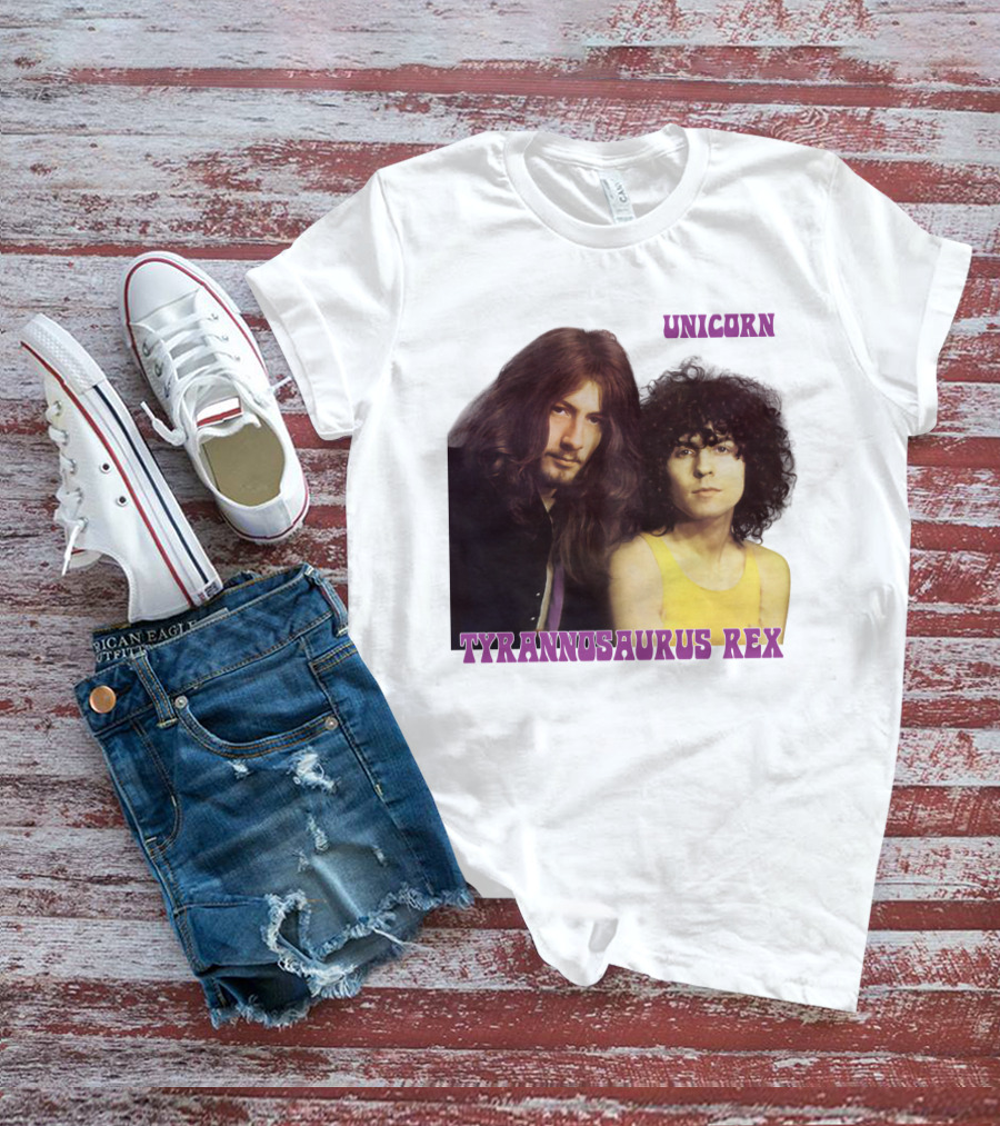 Unicorn Tyrannosaurus Rex Band Members Retro Photo T-Shirt