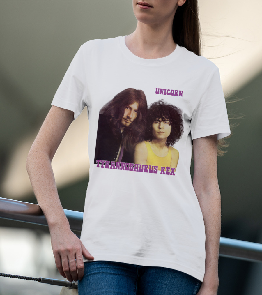 Unicorn Tyrannosaurus Rex Band Members Retro Photo T-Shirt