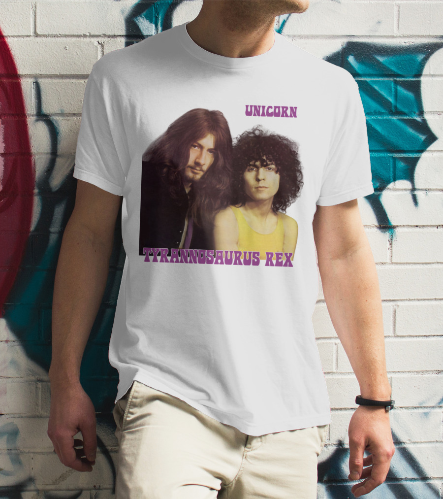 Unicorn Tyrannosaurus Rex Band Members Retro Photo T-Shirt
