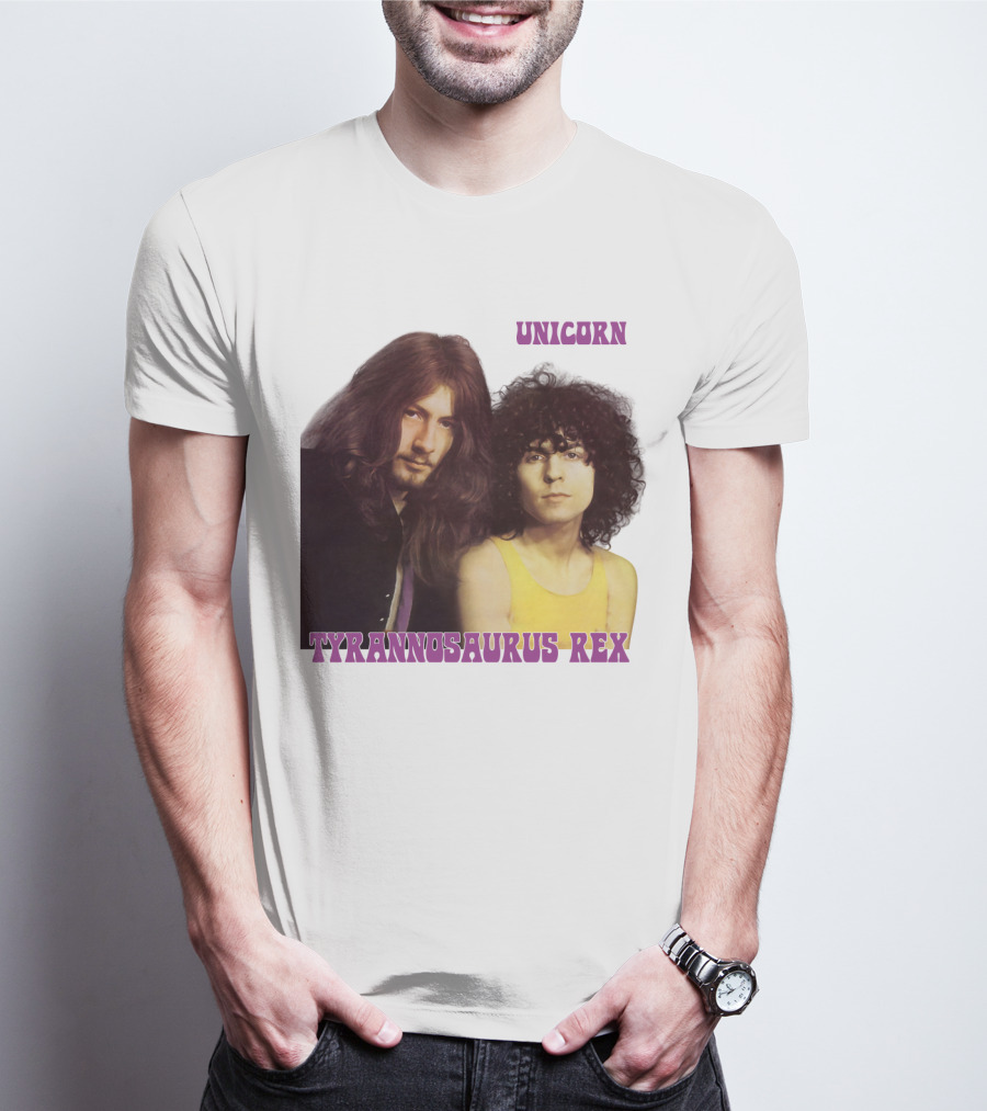 Unicorn Tyrannosaurus Rex Band Members Retro Photo T-Shirt