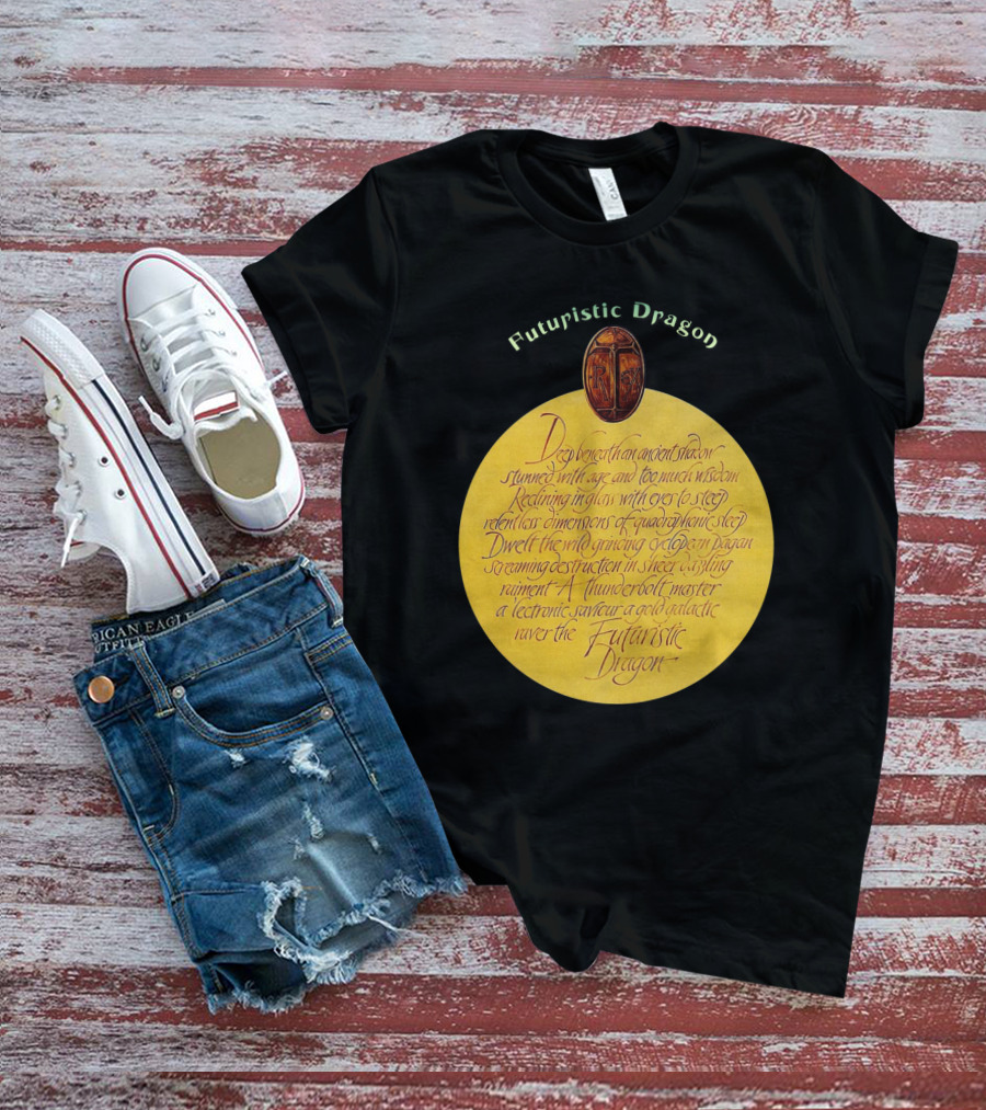 Futuristic Dragon Dwelling In Ancient Shadows With Thunderbolt Mastery T-Shirt
