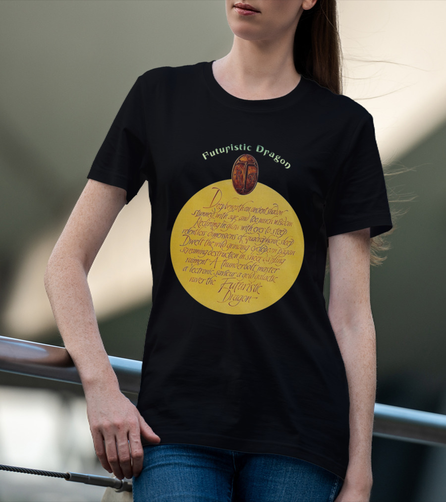Futuristic Dragon Dwelling In Ancient Shadows With Thunderbolt Mastery T-Shirt