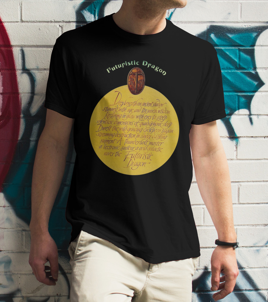 Futuristic Dragon Dwelling In Ancient Shadows With Thunderbolt Mastery T-Shirt