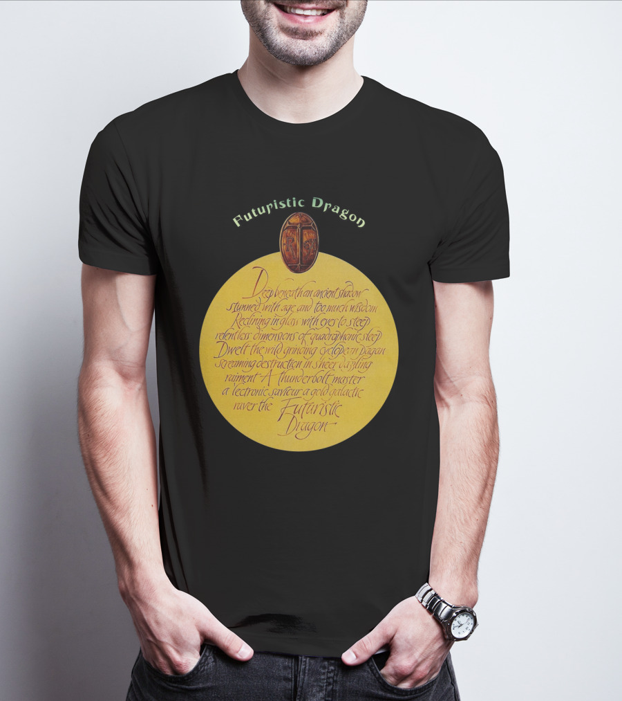 Futuristic Dragon Dwelling In Ancient Shadows With Thunderbolt Mastery T-Shirt