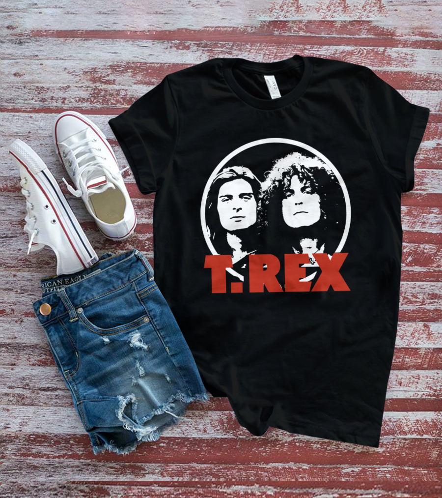 T. Rex Band Graphic Portrait With Bold Red T-Shirt