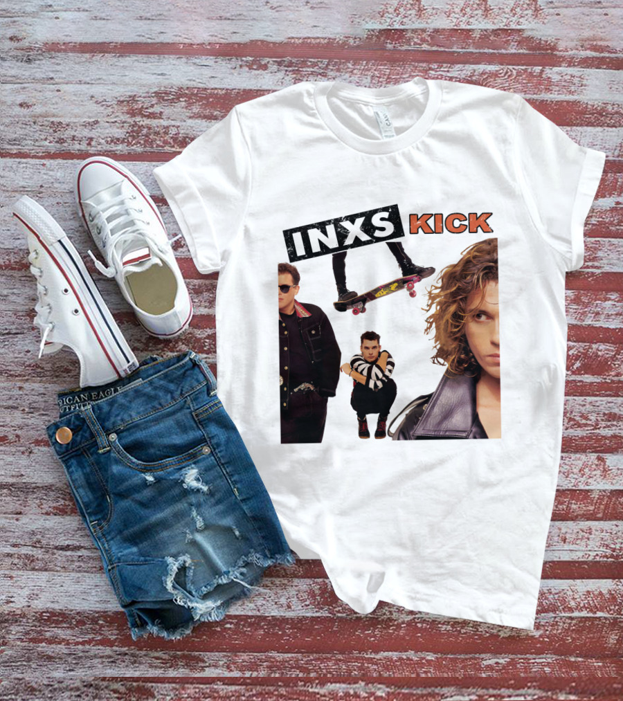 INXS Kick Album Cover Skateboard And Band Members T-Shirt
