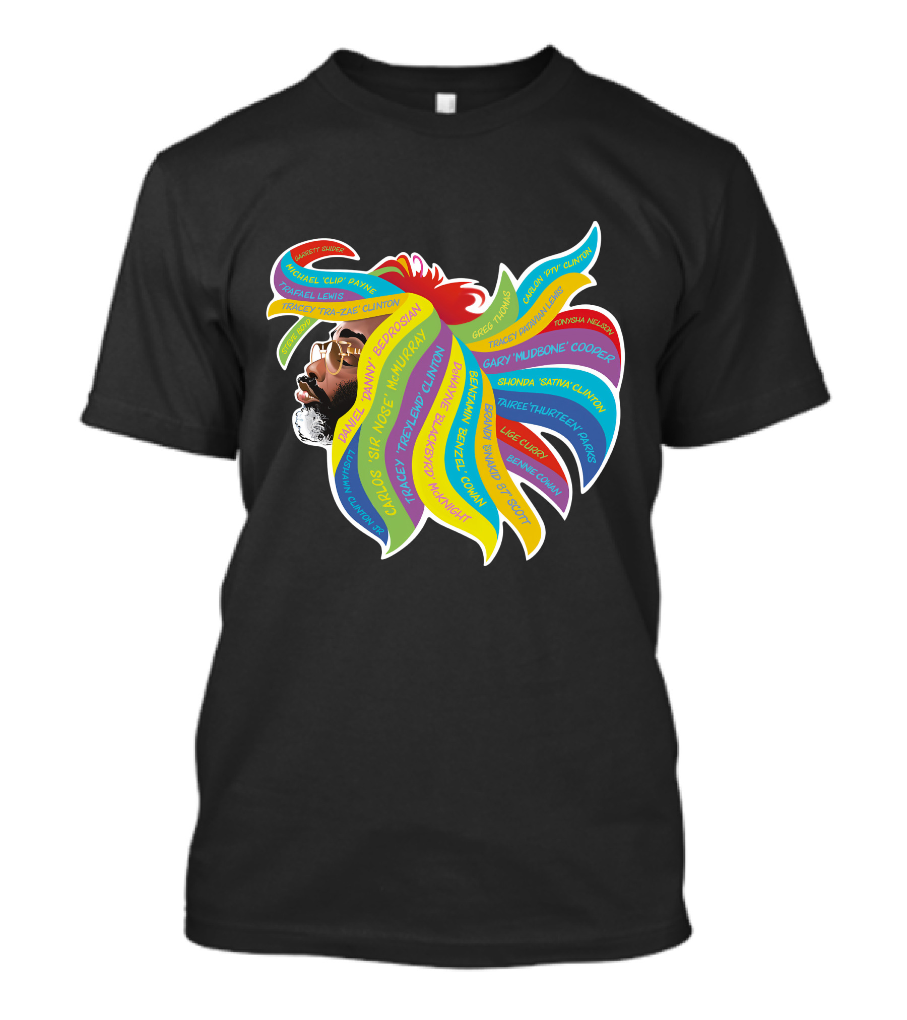 Psychedelic Funk Portrait With Bootsy Collins Dr. Funkenstein References In Vibrant Afro  Colors T-Shirt