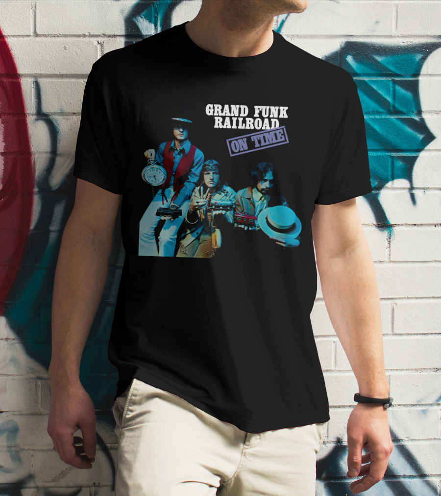 Grand Funk Railroad On Time Album Cover Clock Band Members T-Shirt