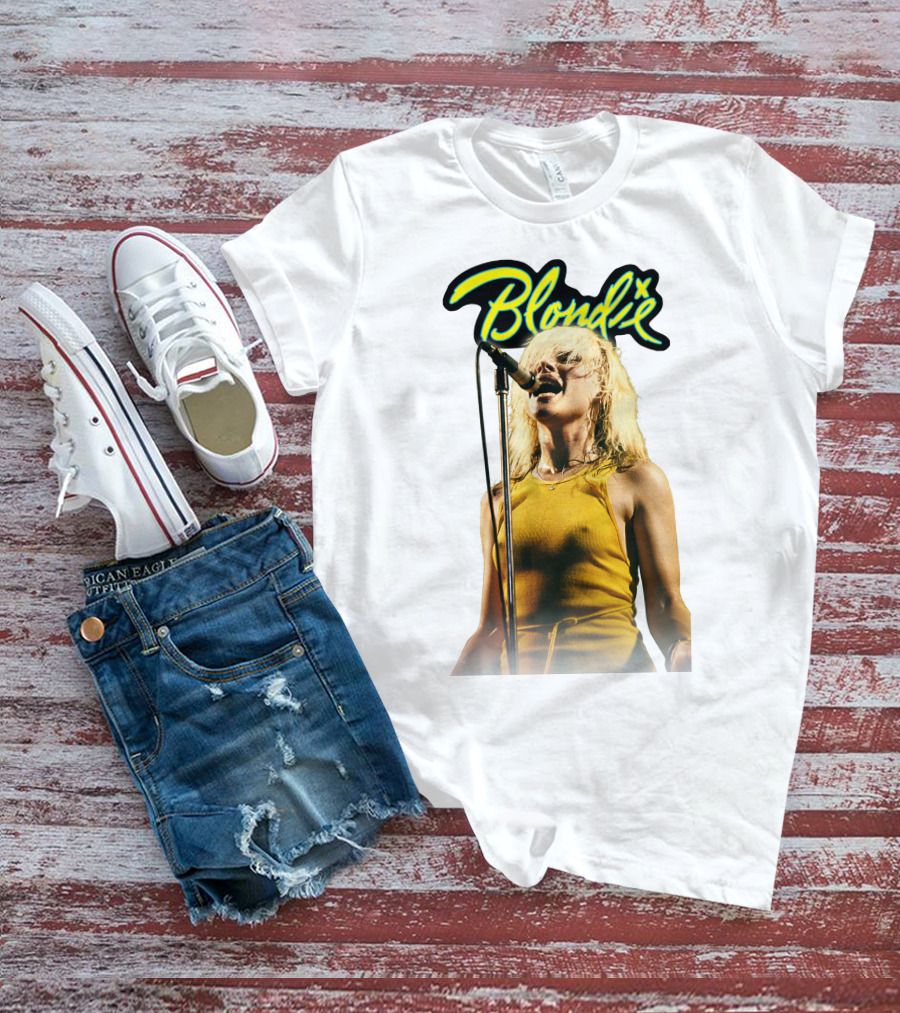 Blondie Live Performance Microphone Yellow Dress T-Shirt