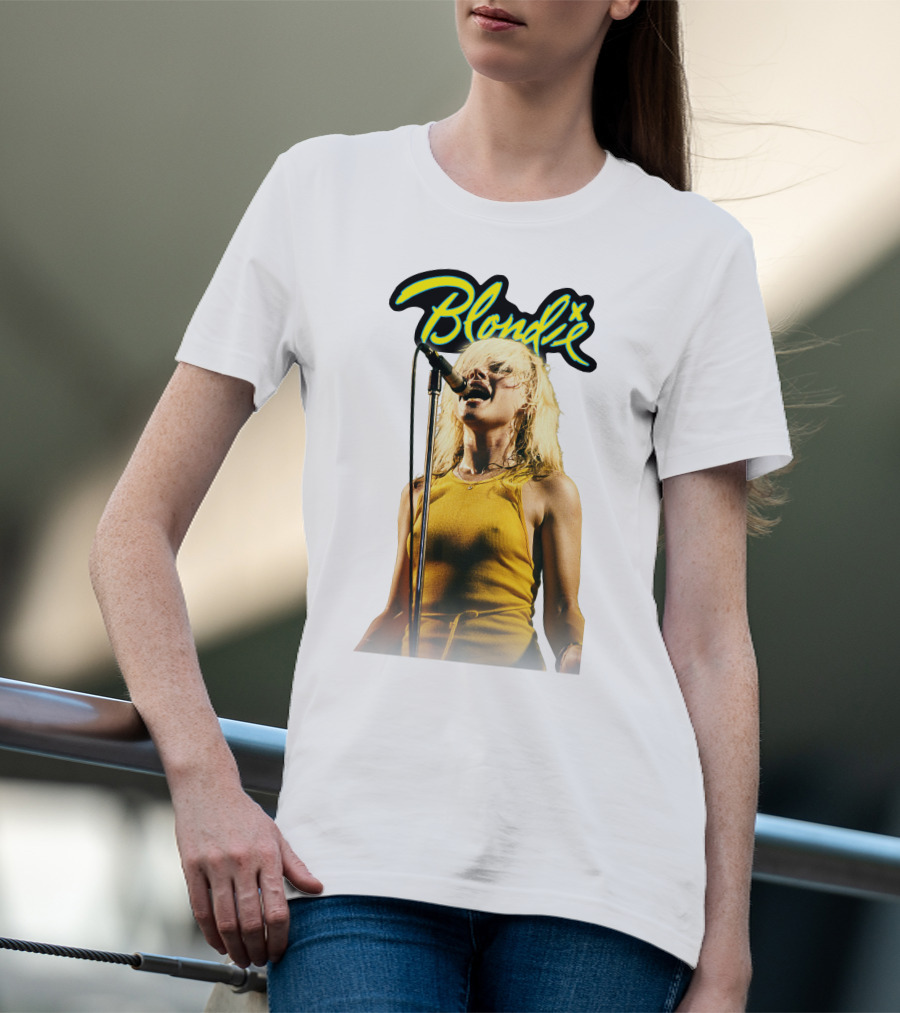Blondie Live Performance Microphone Yellow Dress T-Shirt