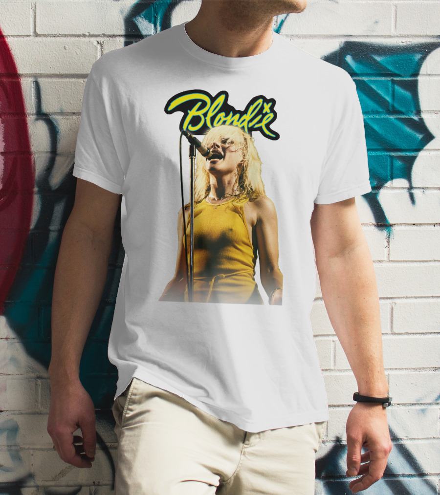Blondie Live Performance Microphone Yellow Dress T-Shirt