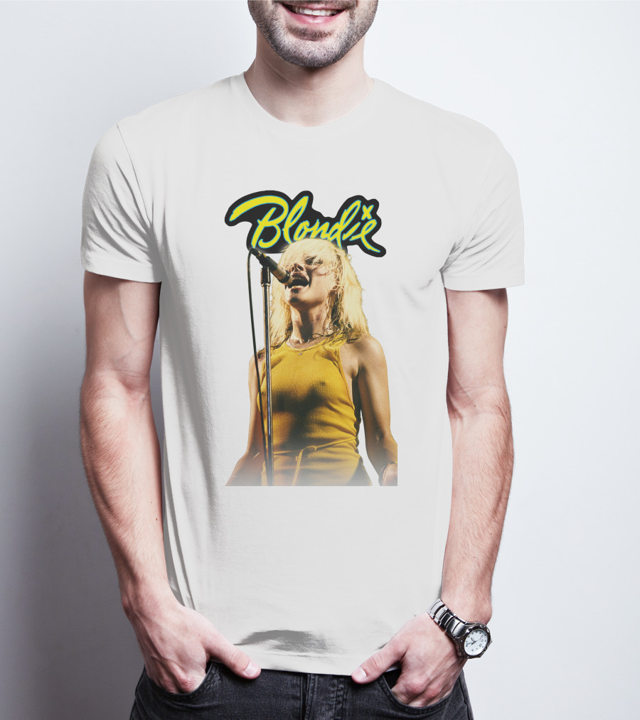 Blondie Live Performance Microphone Yellow Dress T-Shirt