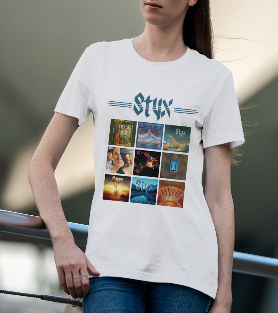 Styx Album Covers Compilation Featuring Iconic Band Art T-Shirt