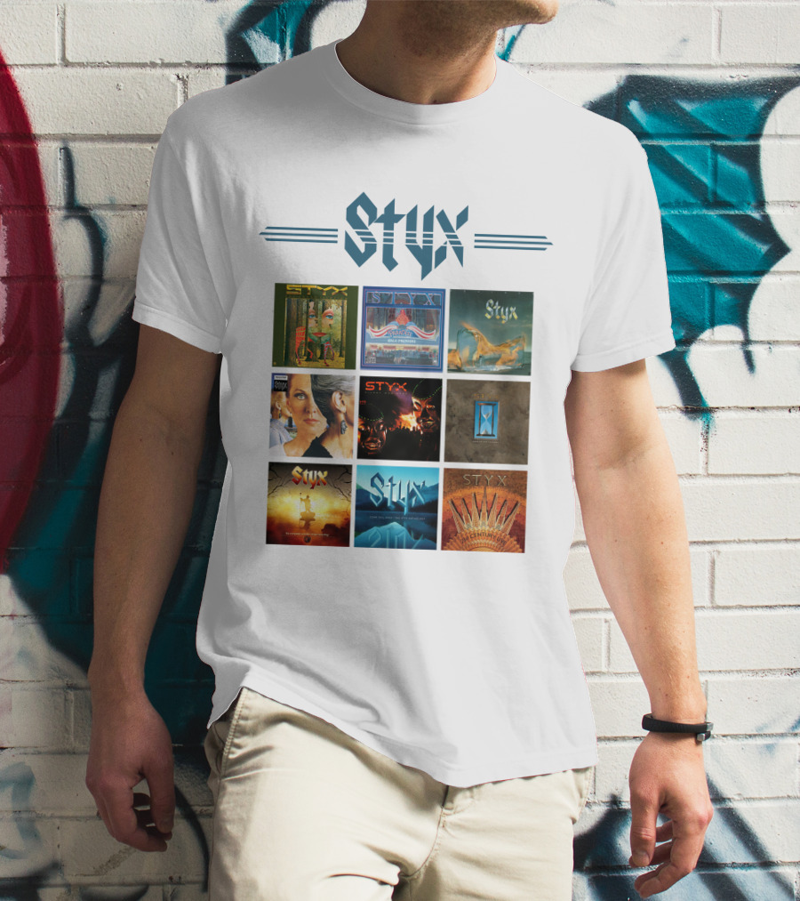 Styx Album Covers Compilation Featuring Iconic Band Art T-Shirt