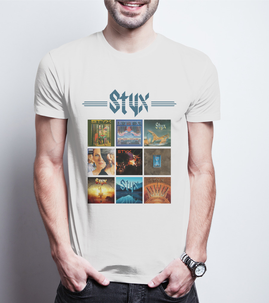 Styx Album Covers Compilation Featuring Iconic Band Art T-Shirt