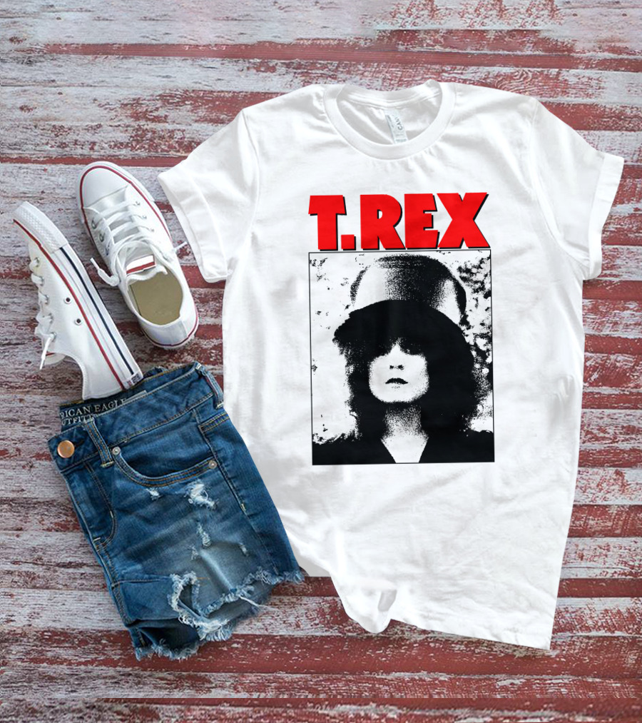 T. Rex Iconic Red Text With Black And White T-Shirt