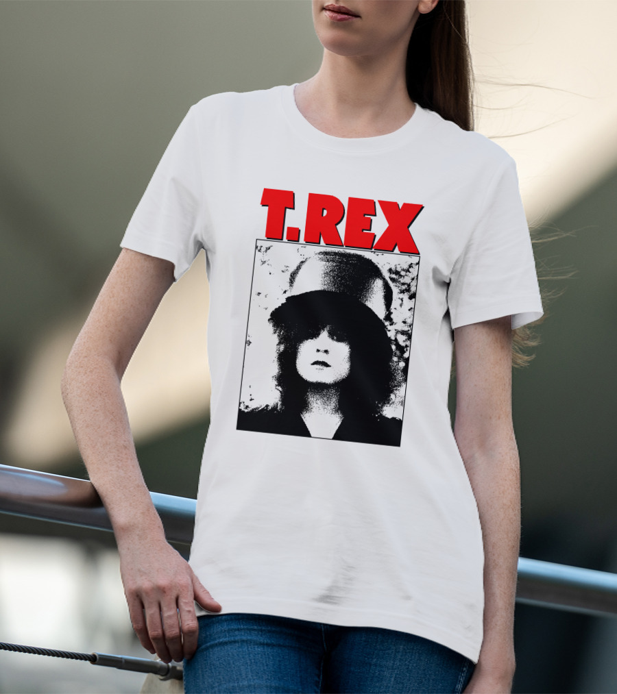T. Rex Iconic Red Text With Black And White T-Shirt