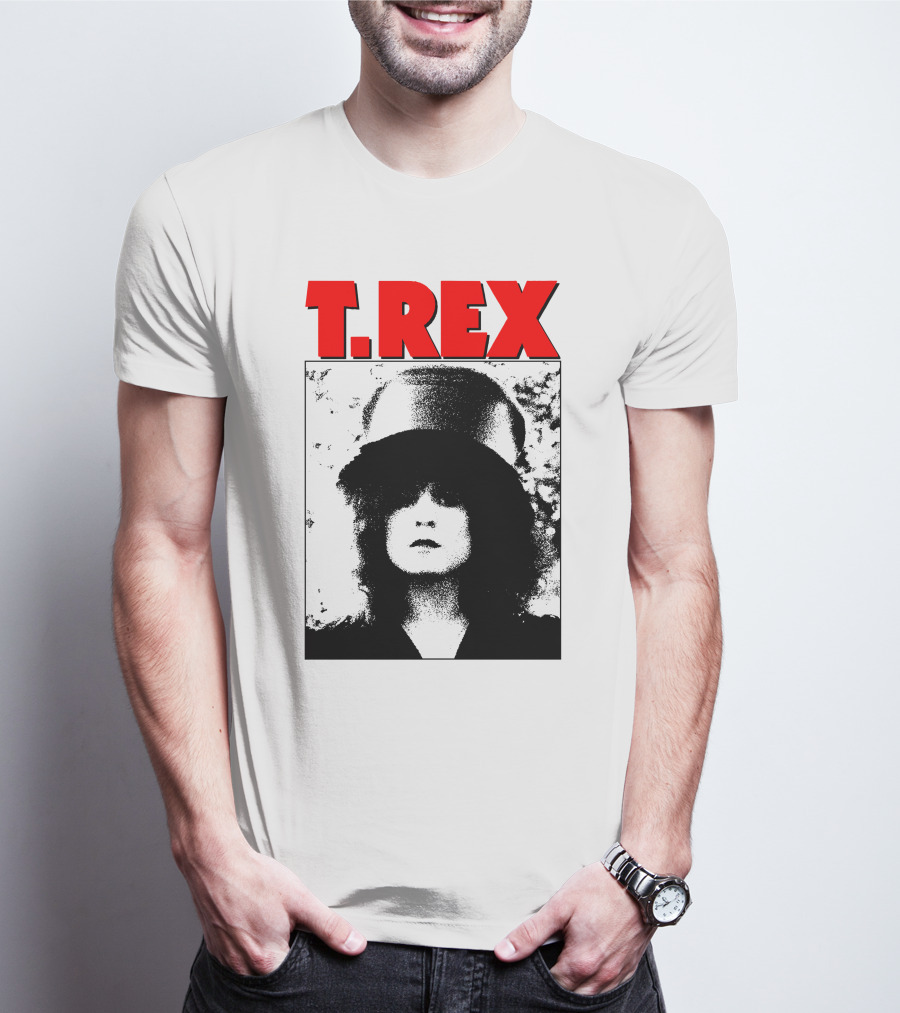 T. Rex Iconic Red Text With Black And White T-Shirt