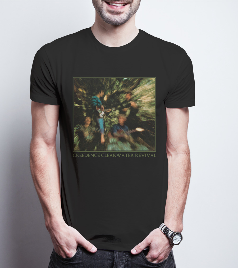 Creedence Clearwater Revival Band Members Blurred Forest Photo T-Shirt