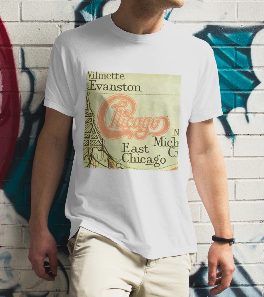 Chicago Map With Wilmette Evanston East Chicago T-Shirt