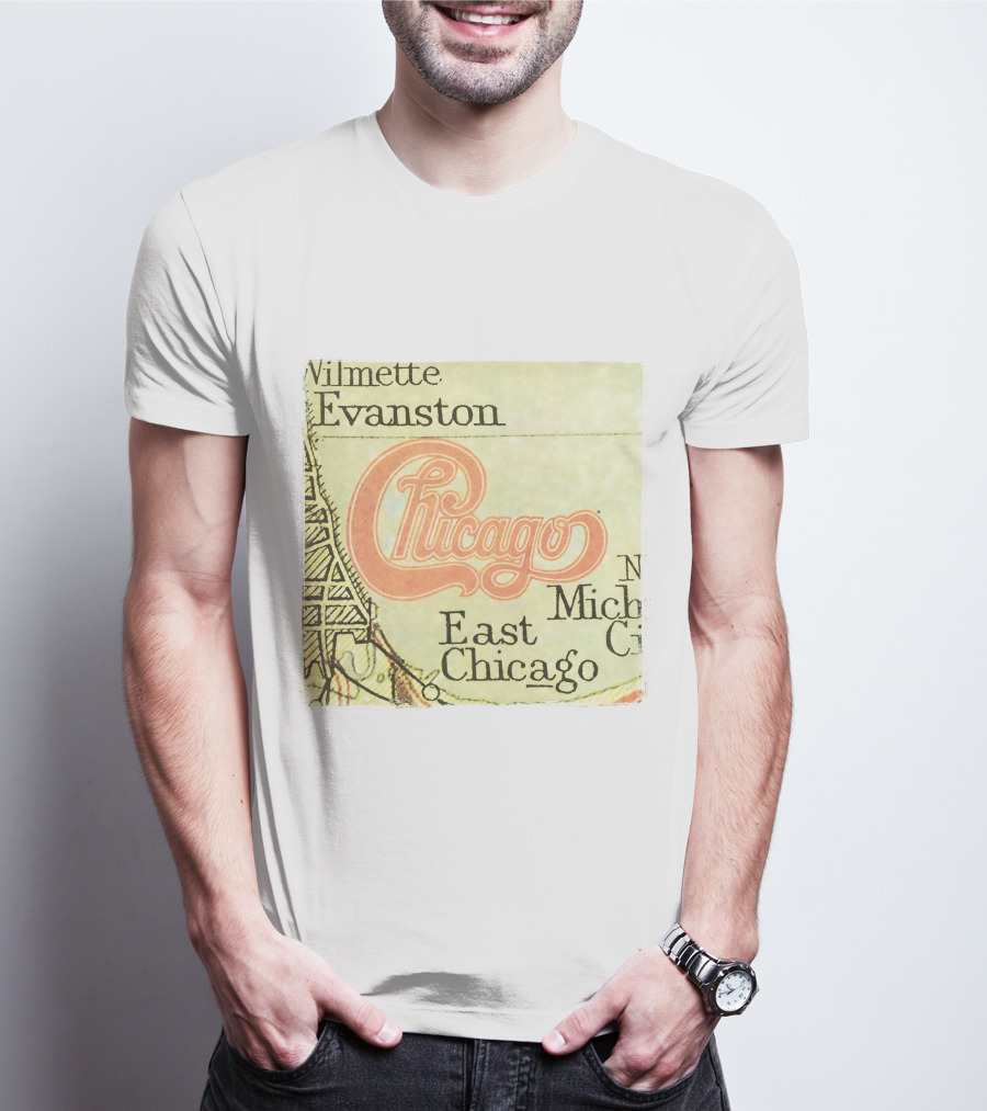 Chicago Map With Wilmette Evanston East Chicago T-Shirt