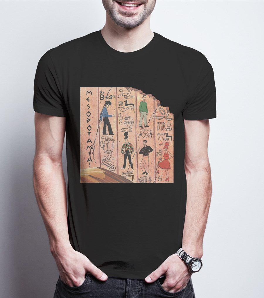 The B-52'S Mesopotamia Album Art With Band Members And Hieroglyphics T-Shirt