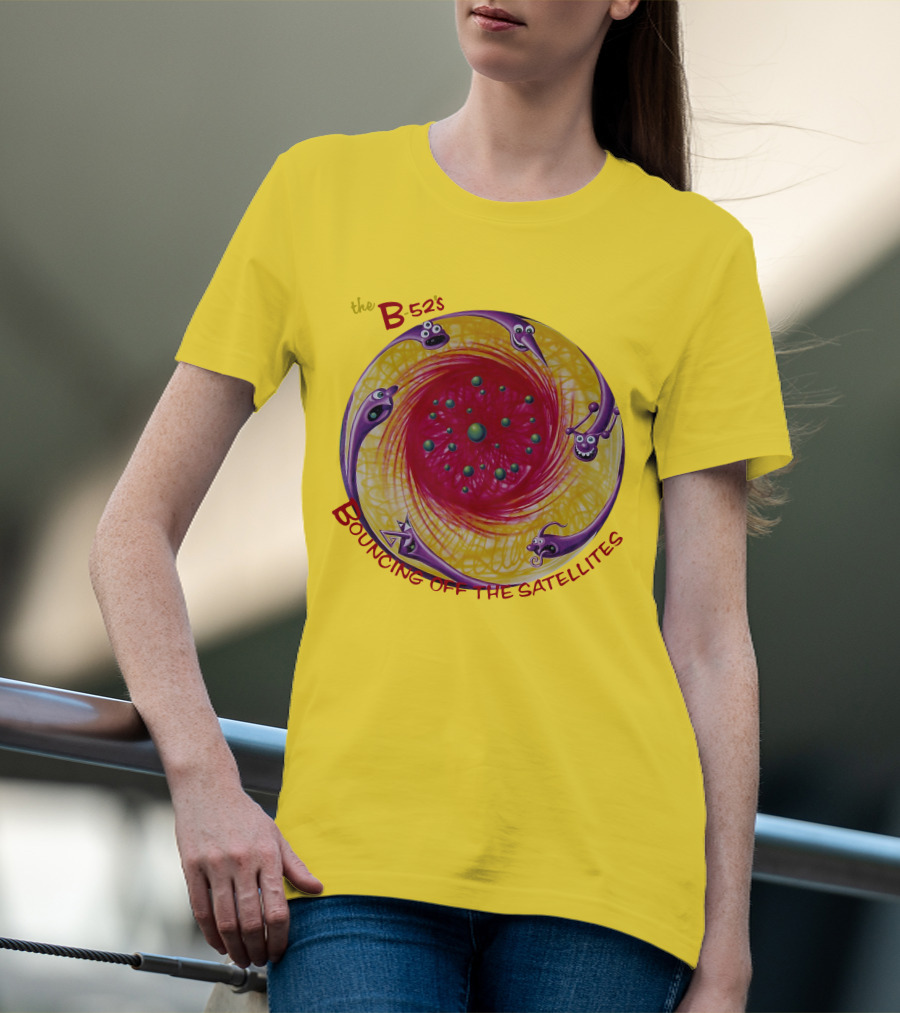 The B52'S Bouncing Off The Satellites Alien Cartoon Orbit T-Shirt