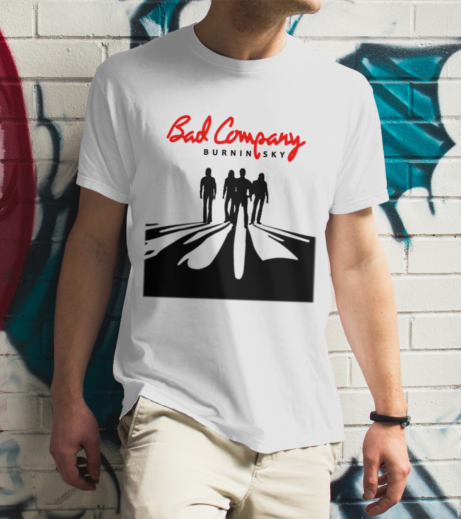Bad Company Burnin' Sky Silhouette Walking Down Road T-Shirt