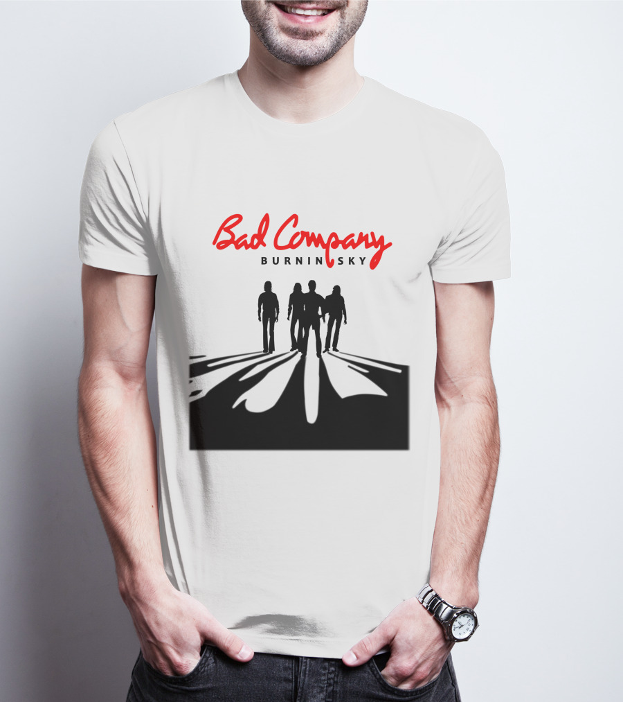 Bad Company Burnin' Sky Silhouette Walking Down Road T-Shirt