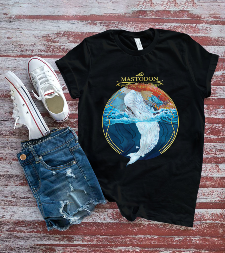 Mastodon Leviathan Moby Dick Whale Sea Battle T-Shirt