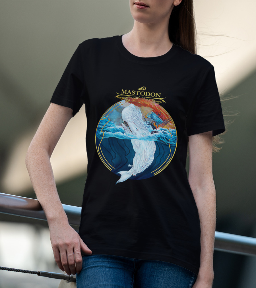 Mastodon Leviathan Moby Dick Whale Sea Battle T-Shirt
