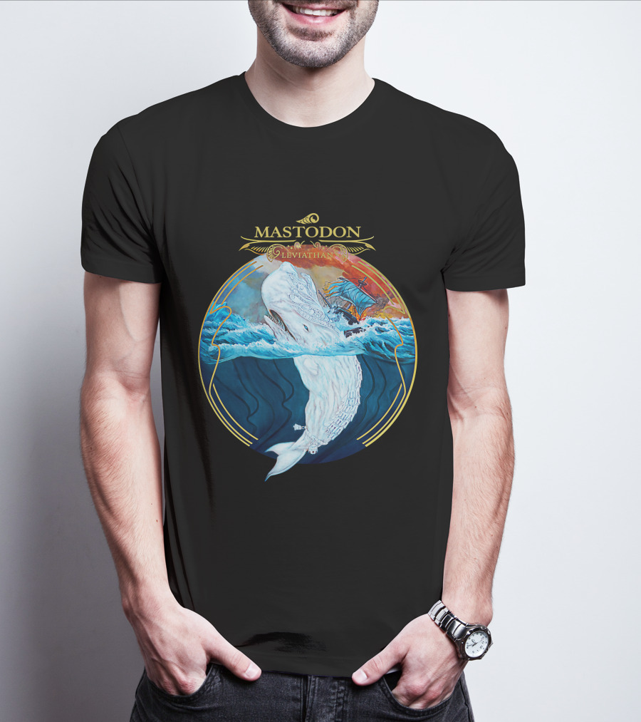 Mastodon Leviathan Moby Dick Whale Sea Battle T-Shirt