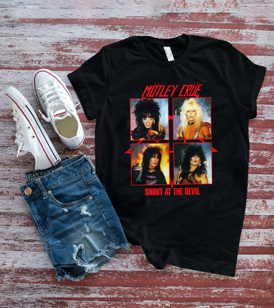 Mötley Crüe Shout At The Devil Album Cover Art Band Members T-Shirt