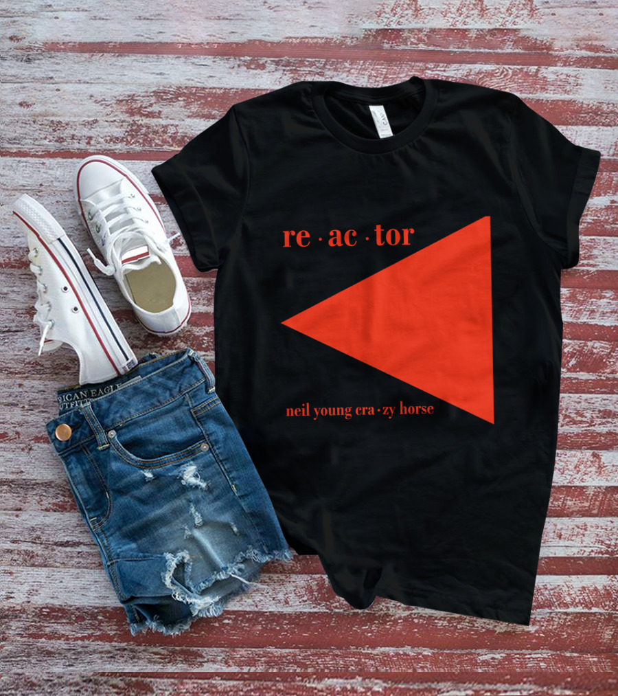 Reactor Neil Young Crazy Horse Red Triangle On Black T-Shirt