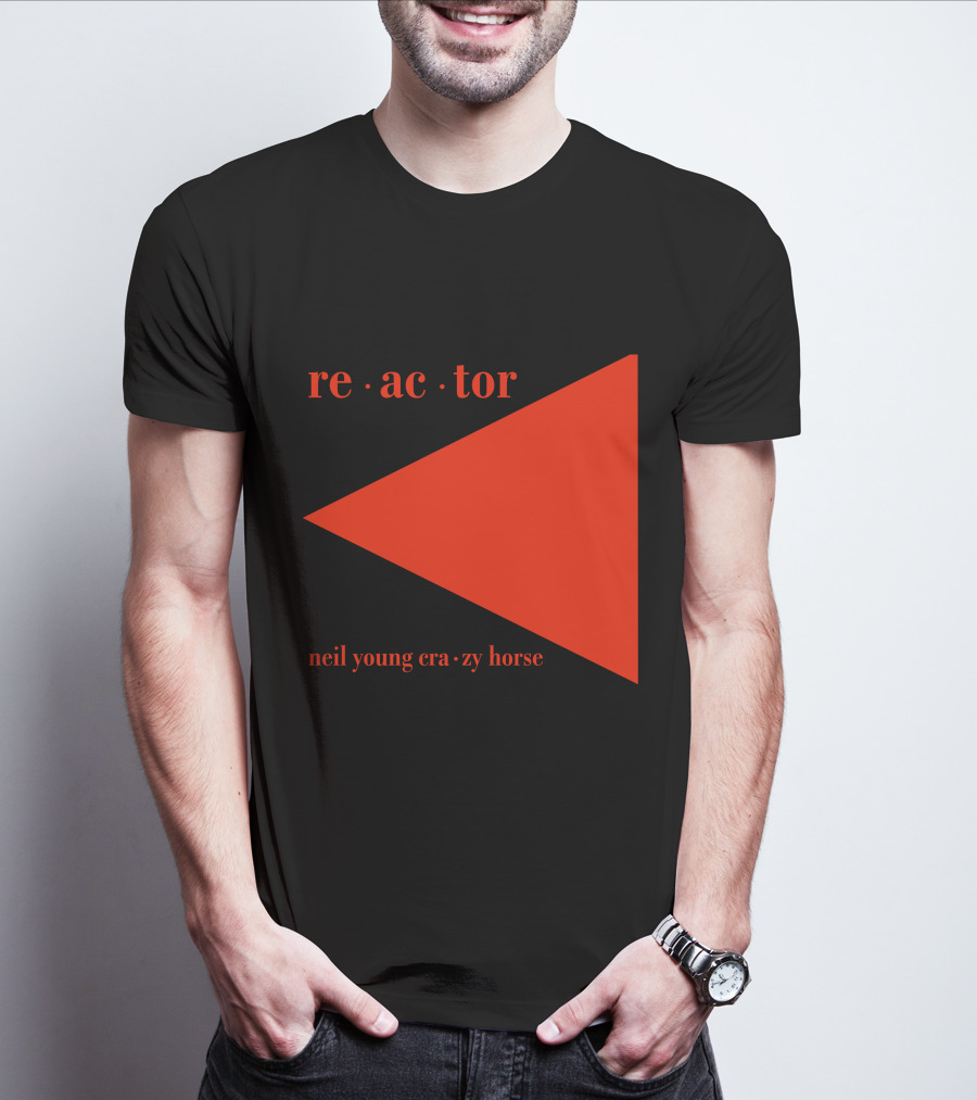 Reactor Neil Young Crazy Horse Red Triangle On Black T-Shirt