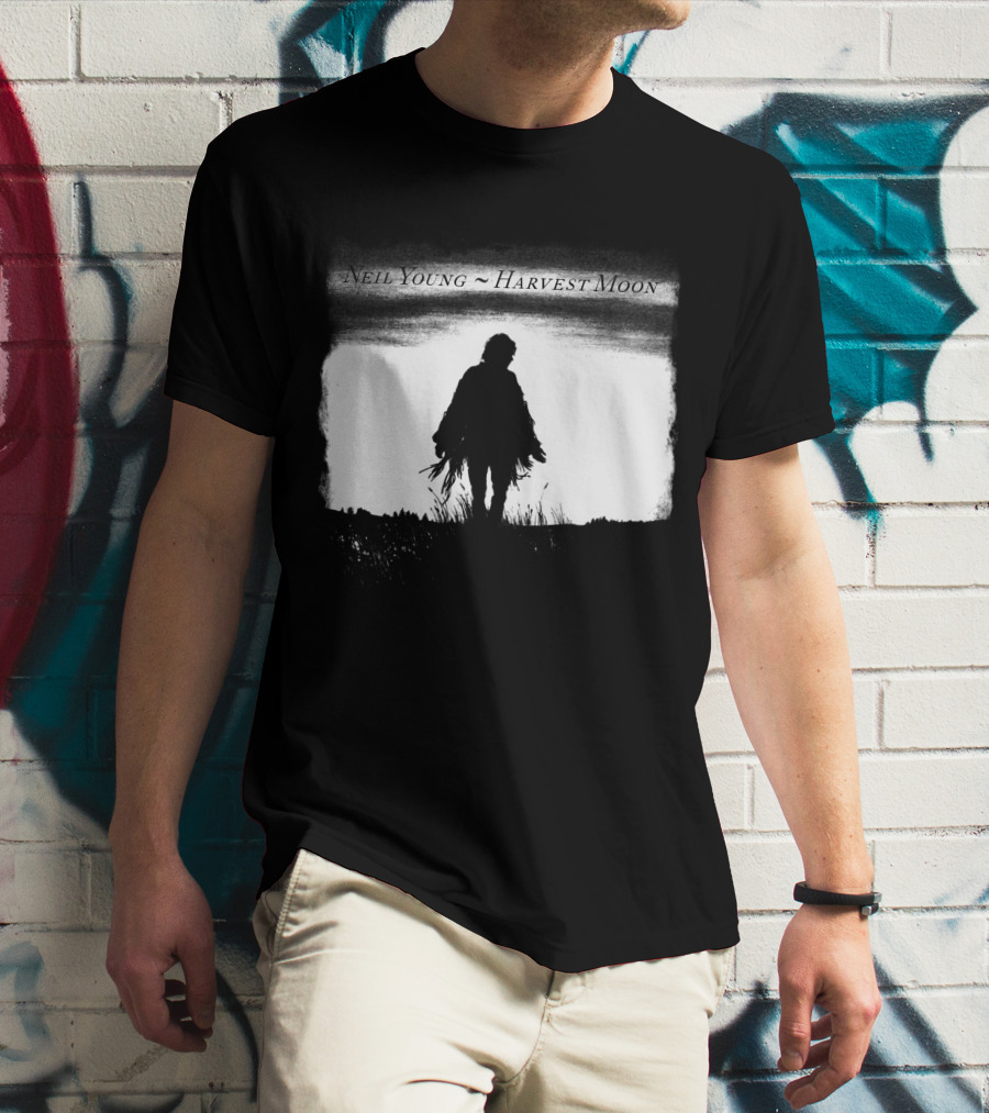 Neil Young Harvest Moon Silhouette Dark Horizon Scene T-Shirt