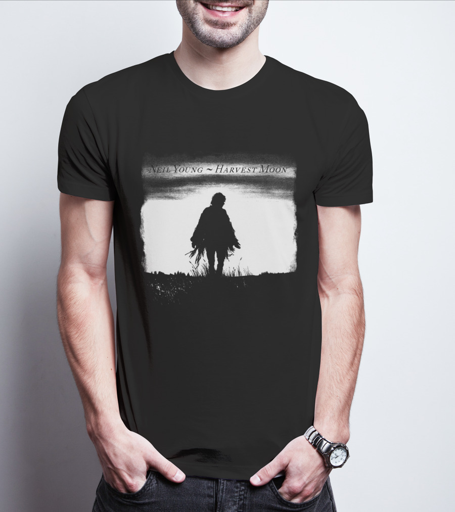 Neil Young Harvest Moon Silhouette Dark Horizon Scene T-Shirt