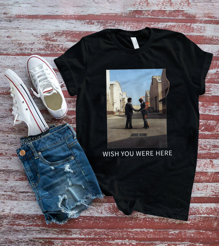 Wish You Were Here Album Cover Iconic Handshake Flame Scene T-Shirt