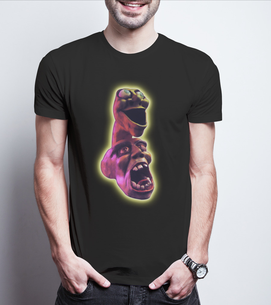 Distorted Screaming Faces Neon Glow T-Shirt