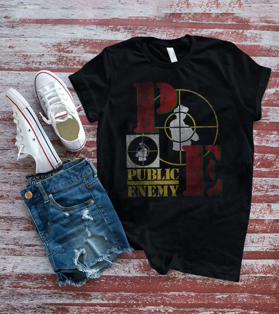 Public Enemy Logo With Target Symbol And Silhouette T-Shirt