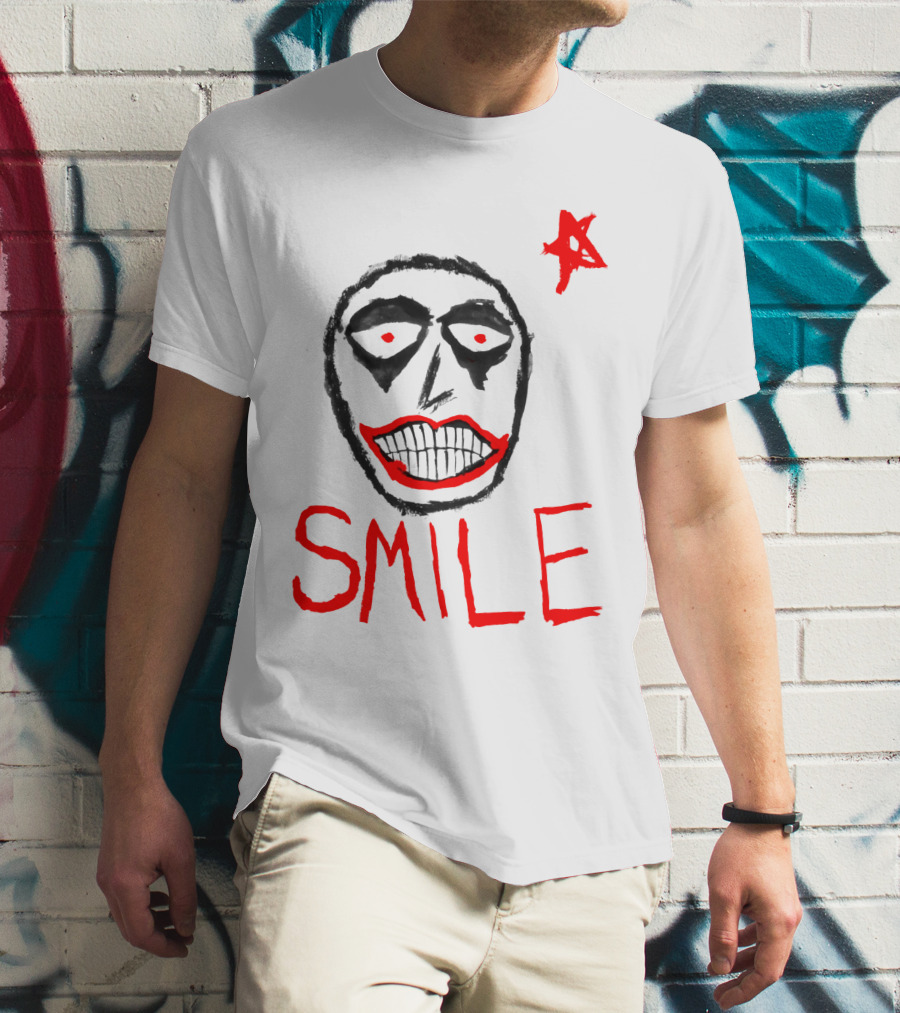 Smile Face Drawing With Red Star T-Shirt