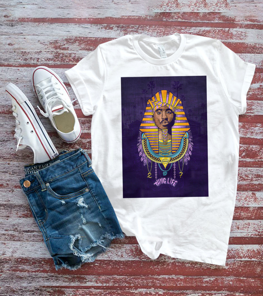 Tupac Pharaoh Thug Life Egyptian Style 27 Palms T-Shirt