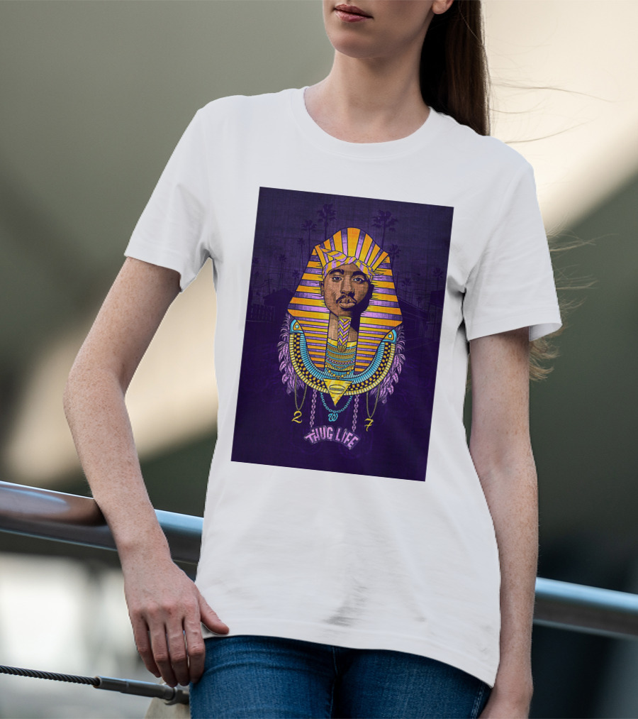 Tupac Pharaoh Thug Life Egyptian Style 27 Palms T-Shirt