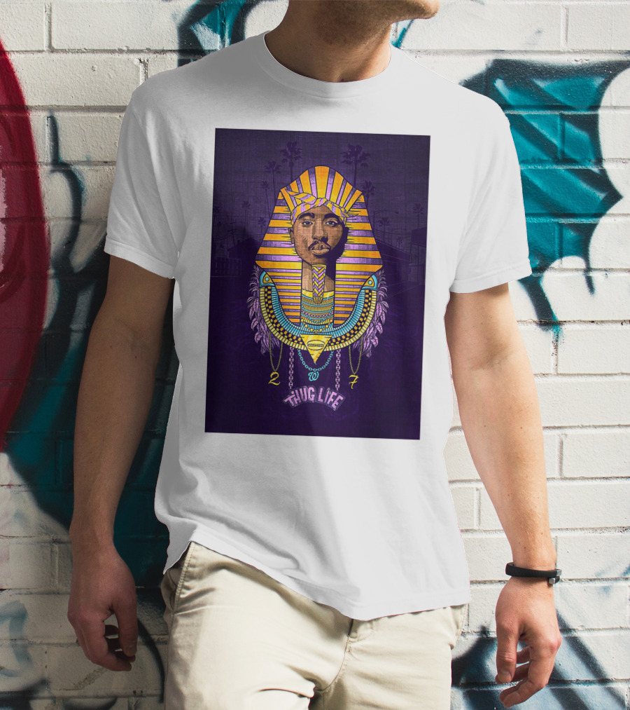Tupac Pharaoh Thug Life Egyptian Style 27 Palms T-Shirt