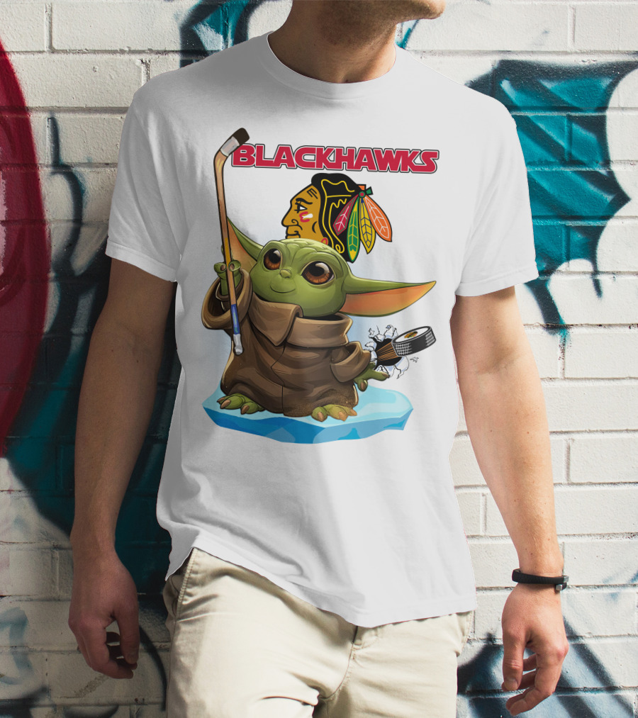 Baby Yoda Blackhawks Hockey T-Shirt