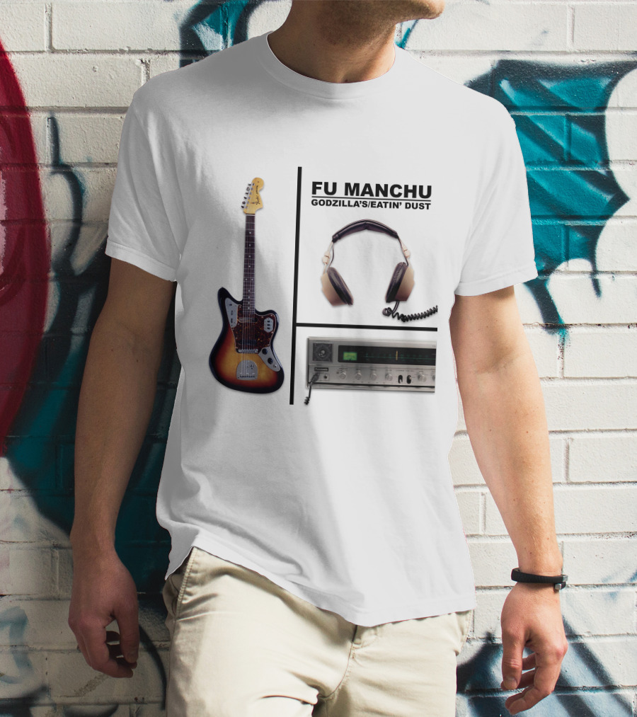 Fu Manchu Godzilla's Eatin' Dust Fmc-17W Guitar Headphones Amp T-Shirt